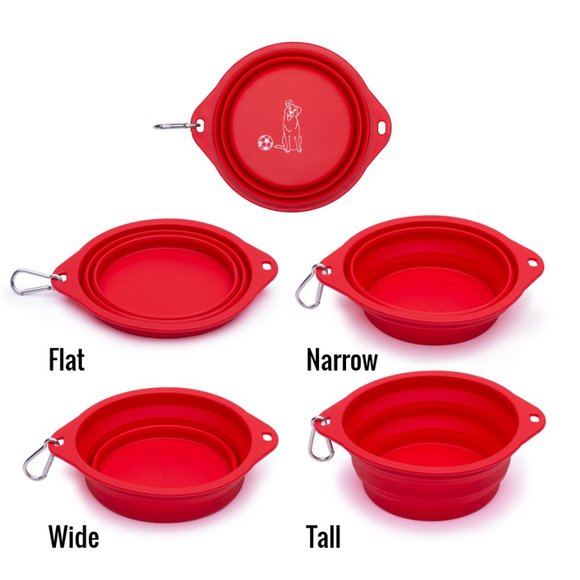 Collapsible Travel Dog Bowls (Large Size / 800 ml) - Two Pack (Black & Red) - Picture 4 of 8